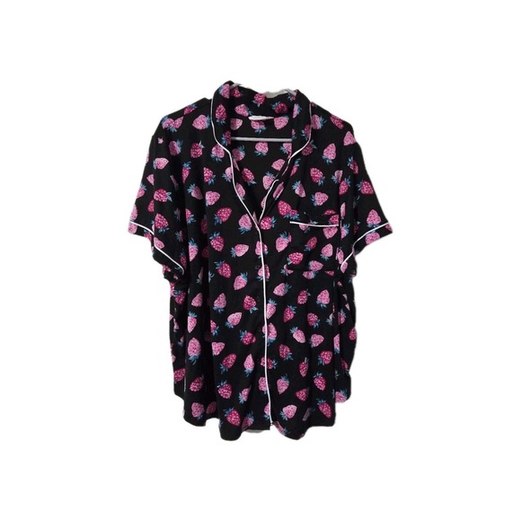 Secret Treasures 2 Piece Pajamas Button-down Shirt And Shorts, Strawberries, 3X - Picture 3 of 6